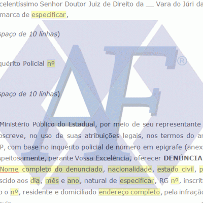 Modelo de Petição Denúncia Ministério Público Denuncia Agente pelo