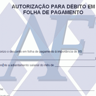 Exemplo de Autorização para Débito em Folha Salarial 