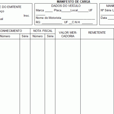Exemplo de Manifesto de Carga - Transportador