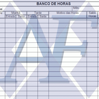 Exemplo de Formulário Banco de Horas - a serem compensadas