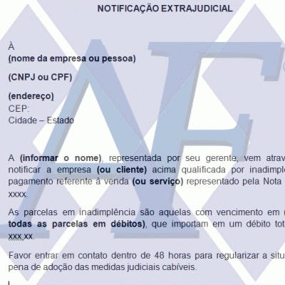 Exemplo de Carta de Cobrança - Notificação Extrajudicial 