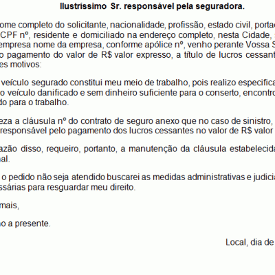 Modelo de Petição Carta de Solicitação de Pagamento de 