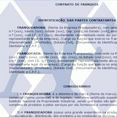 Exemplo de Contrato de Franquia - Padrão - Franqueado e 