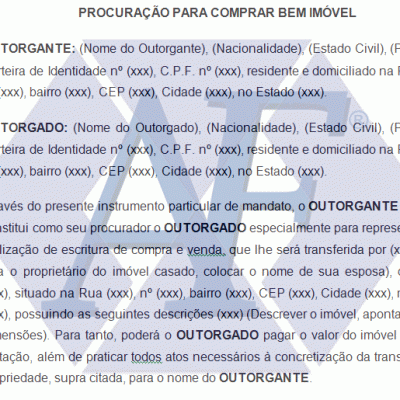 Preço de procuração para venda de imóvel