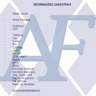 Exemplo de Apresentação dos Dados Cadastrais da Empresa