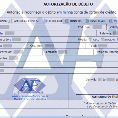 Modelo de Autorização de Débito no Cartão de Crédito